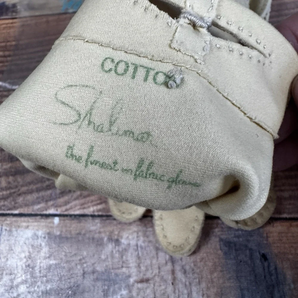 Vtg Shalimar Womens Sz 7.5 Cotton Formal Short Gloves Cut Out Accent Pale Yellow